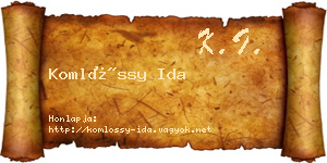 Komlóssy Ida névjegykártya